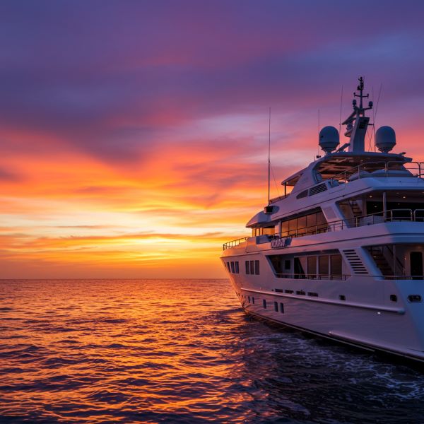 Luxury yacht on blue Mediterranean waters