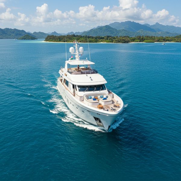 Professional marine technician installing thruster system on yacht